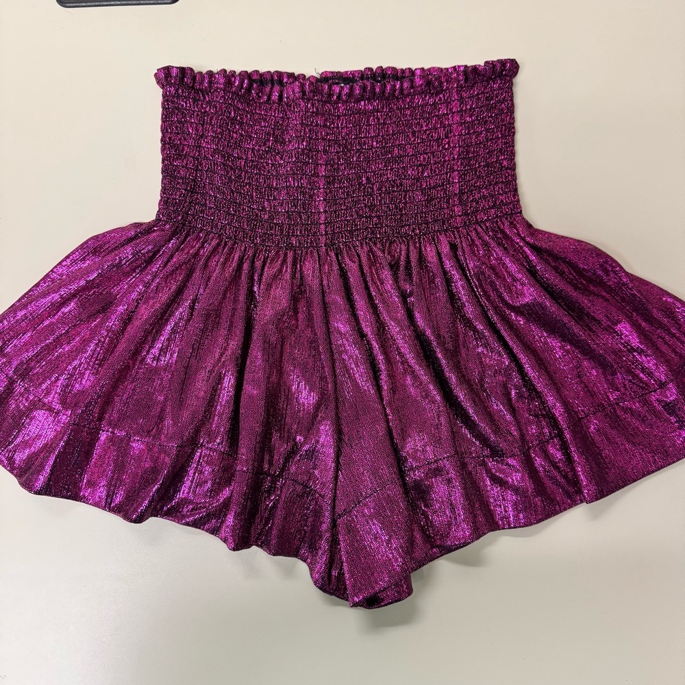 Queen of Sparkles Swing Shorts Metallic Purple Size XS